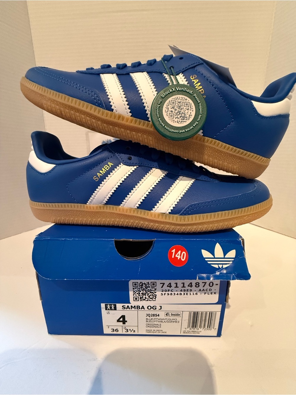 adidas Kids Samba OG J Sneakers in Blue and White